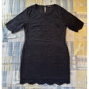 Chique Black Short Sleeve Mesh Design Women's Sz 2X
